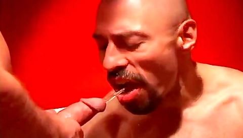 Leather-clad Older Stud Gets Fucked On The Swing